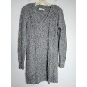 Abercrombie & Fitch Women Grey Knit V-Neck Cotton Blend Tunic Sweater sz Medium